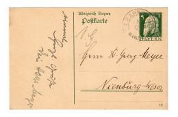 Ganzsache Postkarte Bahnpost M. Erlbach Nach Nienburg-Weser 1912 - Covers & Documents