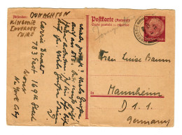 DR: Antwortganzsache Von Kingussie Nach Mannheim 1937 - Cartas & Documentos