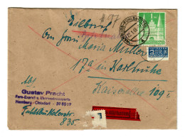 1949 Eilbote Von Hamburg Ohlsdorf/Fhlsbüttel Nach Karlsruhe - Cartas & Documentos