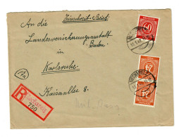 1947: Einschreiben Neckarelz Nach Karlsruhe - Lettres & Documents