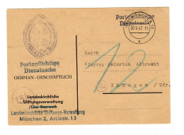 Portopflichtige Dienstsache Mit Nachporto 1947 München Nach Thüngen, Nachgebühr - Covers & Documents