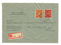 1947: Einschreiben Von Eberbach/Heidelberg Nach Karlsruhe - Lettres & Documents