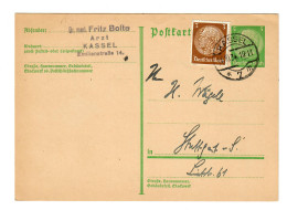 Ganzache 1934 Mit Zusatzfrankatur, PERFIN Von Kassel Nach Stuttgart - Lettres & Documents