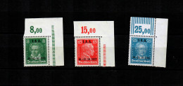 DR: MiNr. 407-409 ECKRAND,  Postfrisch, ** Im Ober-Rand Falz - Ungebraucht