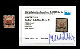 DOA: MiNr. 5I, Postfrisch, ** BPP Befund - Afrique Orientale