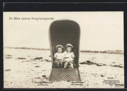 AK Prinz Louis Ferdinand Von Preussen Und Prinz Wilhelm Von Preussen Sitzen In Einem Strandkorb  - Royal Families