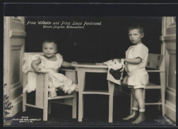 AK Prinz Wilhelm Und Prinz Louis Ferdinand Am Esstisch  - Royal Families