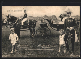 AK Prinz Wilhelm Von Preussen, Mit Prinz Louis Ferdinand Auf Dem Paradeplatz  - Royal Families