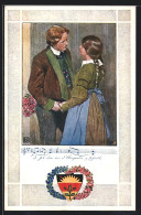 Künstler-AK Karl Friedrich Gsur: Deutscher Schulverein NR: 374, Liebespaar Hält Sich An Den Händen  - Weltkrieg 1914-18