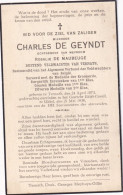 Charles De Geyndt :   Ternat 1873 - Ukkel 1938 In Het Gesticht Edith Cavell ( Rustend Verlwachter Gendarm Ternat ) - Devotion Images