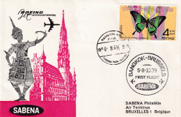 FIRST FLIGGHT 1969  BANGKOK- BRUSELLES      SABENA - Thaïlande