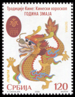 Serbia 2024, Traditions Of China, Chinese Zodiac. Year Of The Loong, Dragon, MNH - Anno Nuovo Cinese