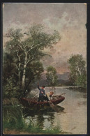 Künstler-AK Theo Stroefer Serie Nr. 1566: Fischer Und Angler In Einem Kahn  - Autres & Non Classés