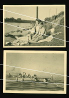 2x Orig. Foto 30er Jahre Mädchen & Jungen, Badespass, Sweet Girls & Boys, Bathing Fun On The Beach & Boat - Personnes Anonymes