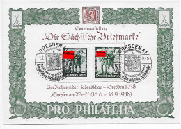 Gedenkblatt Sonderschau Sächsische Briefmarke, 1938 - Briefe U. Dokumente