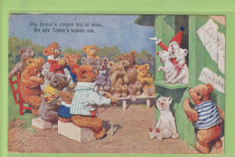 OLD POSTCARD -  CHILDREN - TOYS -    TEDDY BEAR -  ALL TEDDY'S WATCHING BONZO THEATRE - Speelgoed & Spelen