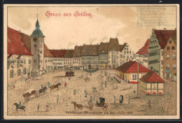 Künstler-AK Freiberg, Ansicht Vom Obermarkt Um Das Jahr 1790  - Freiberg (Sachsen)