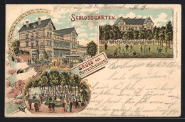 Lithographie Hannover-Herrenhausen, Schlossgarten Mit Gästen, Garten Mit Fontäne  - Hannover