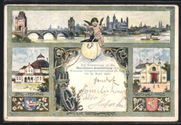 AK Worms, Maschinen-Ausstellung 1900, Spiel- Und Festhaus, Ausstellungs-Halle, Ortspartie Mit Brücke  - Ausstellungen