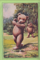 OLD POSTCARD -  CHILDREN - TOYS -    TEDDY BEAR -  TEDDY AT GOLF - SERIES LANGSDORFF - Juegos Y Juguetes