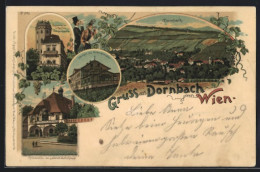 Lithographie Wien-Dornbach, Heuriger Zur Himmelmutter, Cafe-Restaurant Sängerwarte  - Sonstige & Ohne Zuordnung