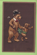 OLD POSTCARD -  CHILDREN - TOYS -    TEDDY BEAR -   ARTIST SIGNED - Juegos Y Juguetes