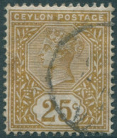 Ceylon 1886 SG198 25c Yellow-brown QV #2 FU (amd) - Sri Lanka (Ceylan) (1948-...)