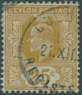 Ceylon 1904 SG284 25c Bistre KEVII Mult Crown CA Wmk #1 FU (amd) - Sri Lanka (Ceylon) (1948-...)