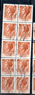 ITALIA REPUBBLICA ITALY REPUBLIC 1968 - 1976 SIRACUSANA TURRITA STELLE STARS LIRE 80 BLOCCO USATO BLOCK USED OBLITERE' - 1961-70: Oblitérés