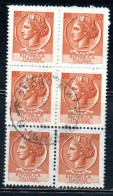 ITALIA REPUBBLICA ITALY REPUBLIC 1968 - 1976 SIRACUSANA TURRITA STELLE STARS LIRE 80 BLOCCO USATO BLOCK USED OBLITERE' - 1961-70: Gebraucht