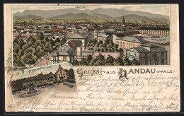 Lithographie Landau, Max-Josefs-Platz  - Landau