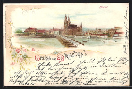 Lithographie Dresden, Ortsansicht Mit Altstadt  - Dresden