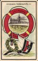 Passepartout Lithographie Kaiserliche Marine, Unsere Heldenschiffe, SMS Magdeburg, 27. August 1914 - Other & Unclassified