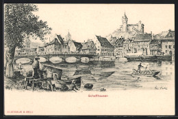 AK Schaffhausen, Flusspartie Mit Brücke  - Autres & Non Classés