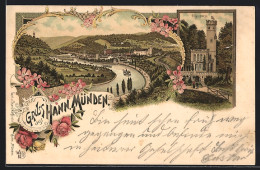 Lithographie Hann.-Münden, Teilansicht, Tillyschanze  - Hannoversch Muenden