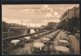 AK Saarbrücken-St. Johann, Café Saar-Terrasse Neues Münchner Kindl  - Saarbrücken