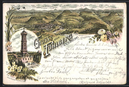 Lithographie Annaberg / Erzgeb., Aussichtsturm Auf Dem Pöhlberg, Panorama  - Pöhl