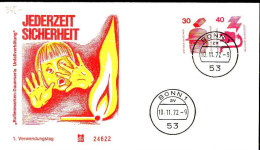 RFA Poste Obl Yv: 565+575 Jederzeit Sicherheit Accidents De Chantier (TB Cachet à Date) Fdc Bonn 10-11-72 - 1971-1980