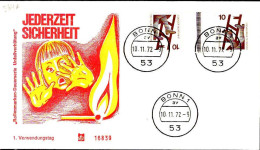 RFA Poste Obl Yv: 564A Mi:2537 Jederzeit Sicherheit Accidents Du Travail (TB Cachet à Date) Fdc Bonn 10-11-72 - Usados