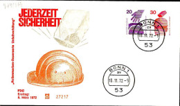 RFA Poste Obl Yv: 565-574 Jederzeit Sicherheit Accidents Du Travail (TB Cachet à Date) Fdc Bonn 10-11-72 - 1971-1980