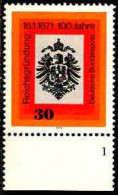 RFA Poste N** Yv: 522 Mi:658 100.Jahre Reichsgründung Bord De Feuille - Unused Stamps