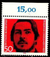 RFA Poste N** Yv: 521 Mi:657 Friedrich Engels Philosophe Bord De Feuille - Unused Stamps