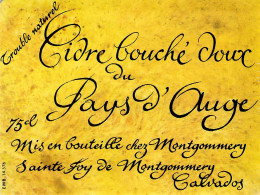 ALIMENTATION ETIQUETTES ALCOOL CIDRE BOUCHE DOUX PAYS D AUGE SAINTE FOY MONTOMMERY CALVADOS 9 X 12 CM - Alcohols & Spirits