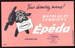 Buvard 20.9 X 12.9 Matelas Et Sommiers EPEDA Distribué Par J Perrin à Pont D'Ain Springwall  Chien Caniche - Autres & Non Classés