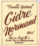 ALIMENTATION ETIQUETTES ALCOOL CIDRE CIDRE NORMAND TROUBLE NATUREL SAINTE FOY MONTOMMERY CALVADOS 10 X 12 CM - Alcoholen & Sterke Drank