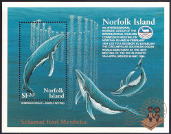 NORFOLK ISL. 1995 WHALES S/S WITH "JAKARTA 95" OVERPRINT** - Baleines