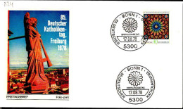 RFA Poste Obl Yv: 824 Mi:977 Deutscher Katolikentag Freiburg Rosace (TB Cachet à Date) Fdc Bonn 17-8-78 - 1971-1980