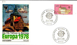 RFA Poste Obl Yv: 816 Mi:969 Europa Cept Altes Rathaus Bamberg (TB Cachet à Date) Fdc Bonn 22-5-78 - 1971-1980