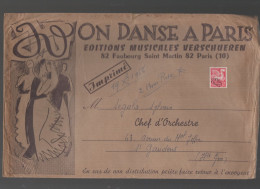 Paris Enveloppe EDITIONS MUSICALES VERSCHUEREN 1956 Avec Préoblitéré   Coq 12f Rouge    (M6516) - Publicités