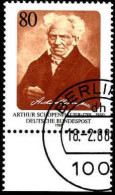 RFA Poste Obl Yv:1189 Mi:1357 Arthur Schopenhauer Philosophe (TB Cachet Rond) Berlin 18-2-88 Bord De Feuille - Gebraucht